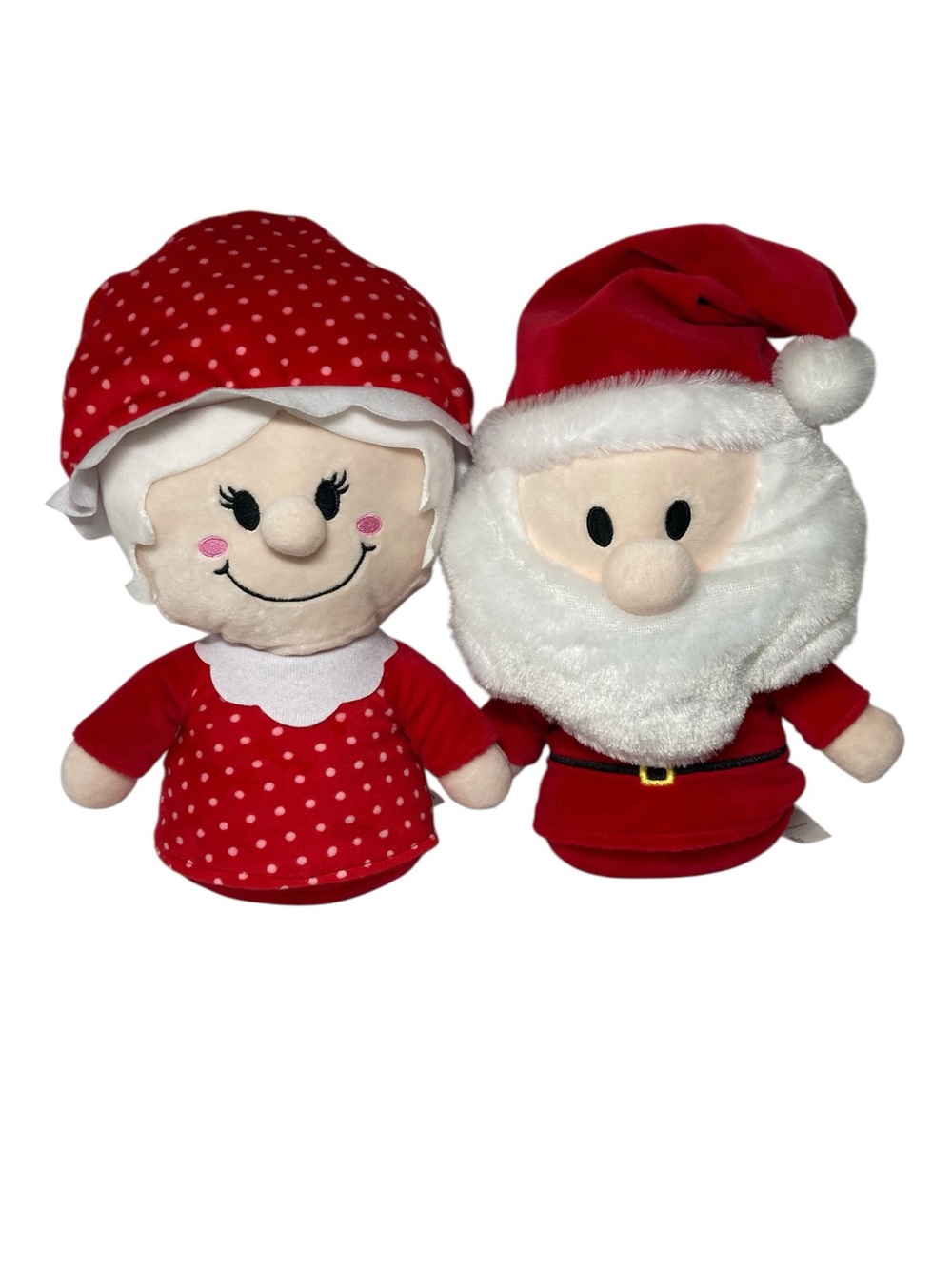 Set - Kellytoy Mr Mrs Santa Claus Christmas 11”-12” Stuffed Plush Dots 2017